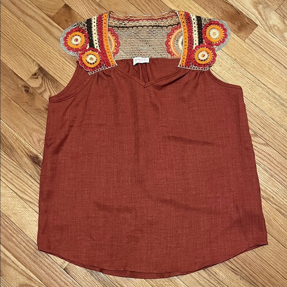 Crochet  Rust  Tank Top - Picture 1 of 4